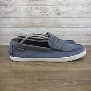 Cole Haan Mens Pinch Weekender Blue Canvas Penny Loafers Size 12M